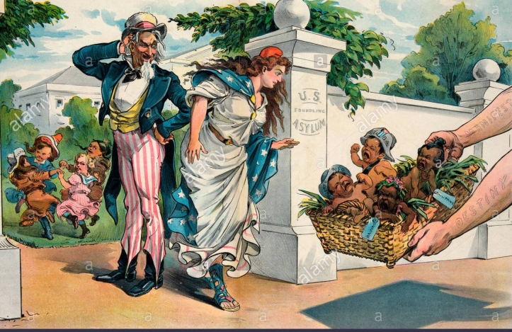 a-trifle-embarrassed-uncle-sam-and-columbia-standing-at-the-entrance-E612RR.jpg